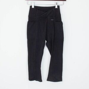 Gymshark Womens Poise Ribbed Cropped Leggings Size XS Black Pockets Athletic Gym